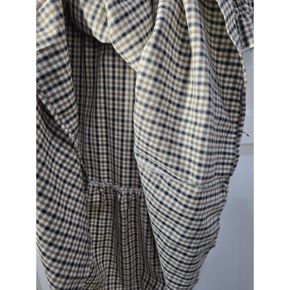 Qed London Brown Plaid Tiered Dress Size 12 | Button Front Prairie Cottagecore - Picture 14 of 16